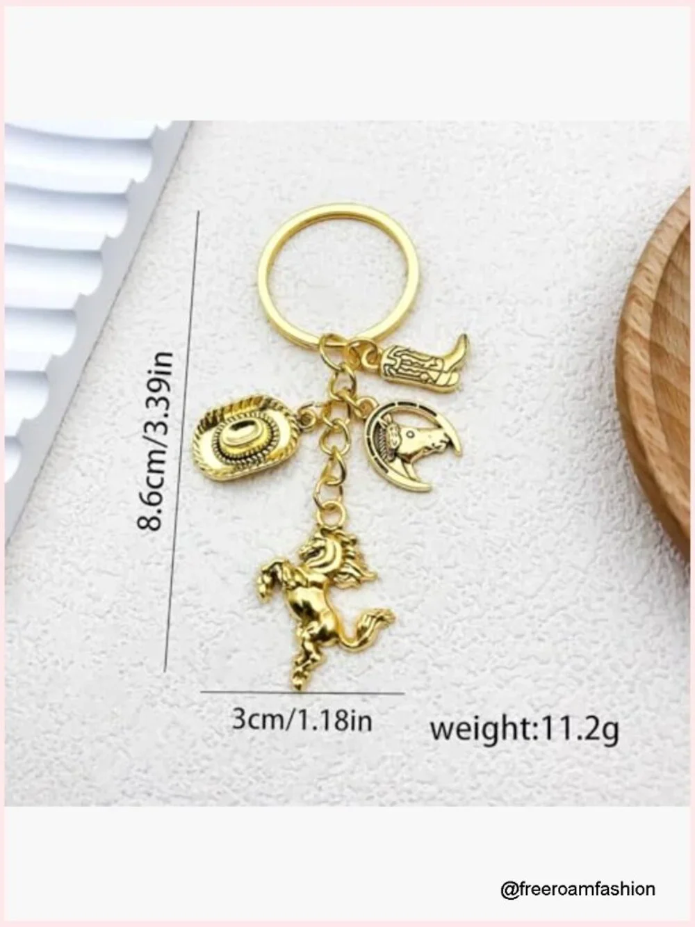 Western Cowgirl Strawberry Heart Cake Bow Keychain Bag Charm Key Ring Car